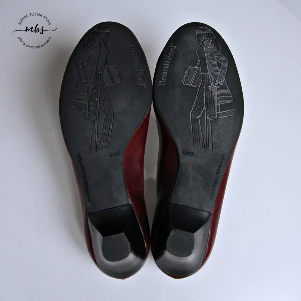 EUC BeautiFeel Calla Cap Toe Pumps‎ in Burgundy Women Size EU 42